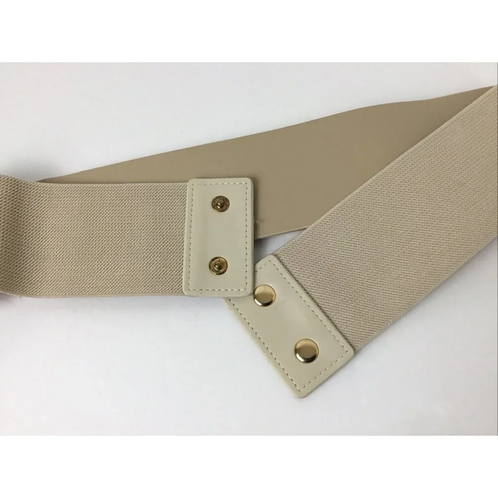 Halston Women’s Belt Vintage Stretch Cream Size M/L Preppy Retro Y2K